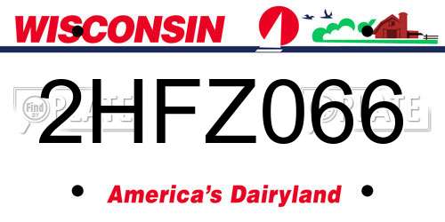 2HFZ066 Wisconsin License Plate