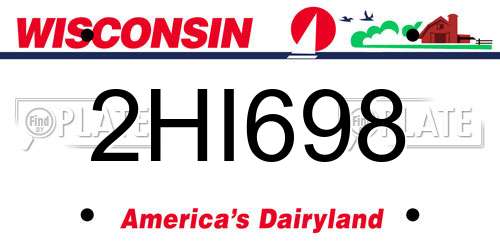 2HI698 Wisconsin License Plate