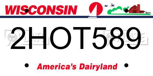 2HOT589 Wisconsin License Plate