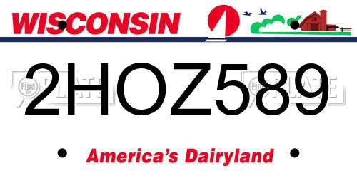 2HOZ589 Wisconsin License Plate
