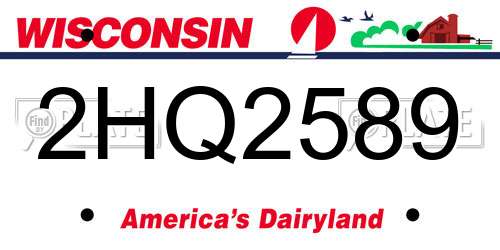 2HQ2589 Wisconsin License Plate