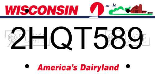 2HQT589 Wisconsin License Plate