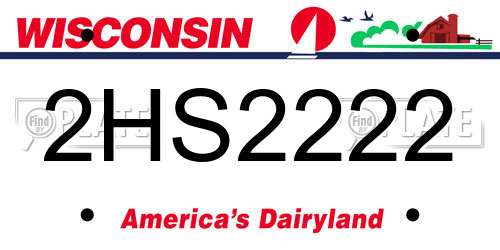 2HS2222 Wisconsin License Plate