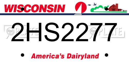 2HS2277 Wisconsin License Plate