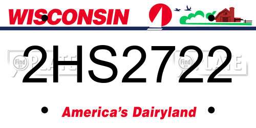 2HS2722 Wisconsin License Plate