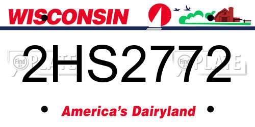 2HS2772 Wisconsin License Plate