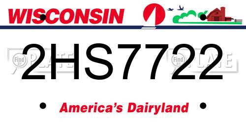 2HS7722 Wisconsin License Plate