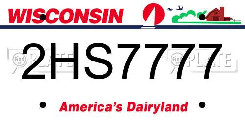 2HS7777 Wisconsin License Plate