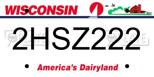 2HSZ222 Wisconsin License Plate