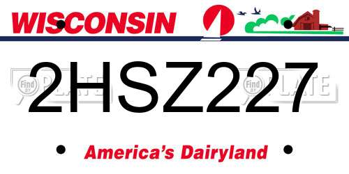 2HSZ227 Wisconsin License Plate