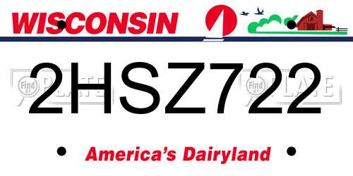 2HSZ722 Wisconsin License Plate