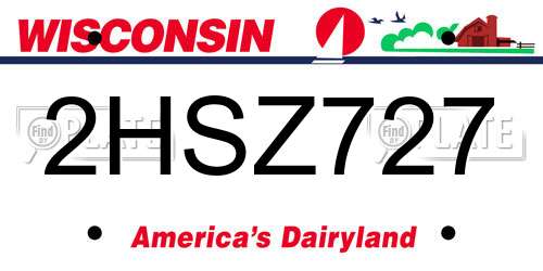 2HSZ727 Wisconsin License Plate