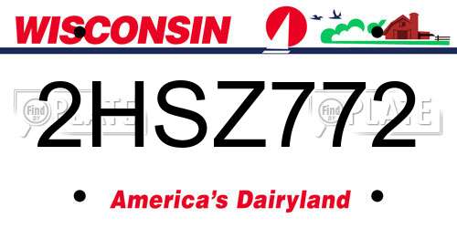 2HSZ772 Wisconsin License Plate