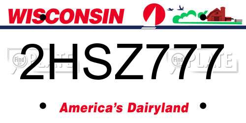 2HSZ777 Wisconsin License Plate