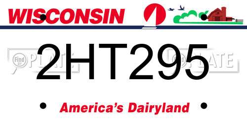 2HT295 Wisconsin License Plate