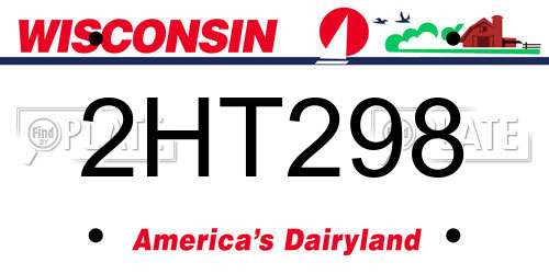 2HT298 Wisconsin License Plate