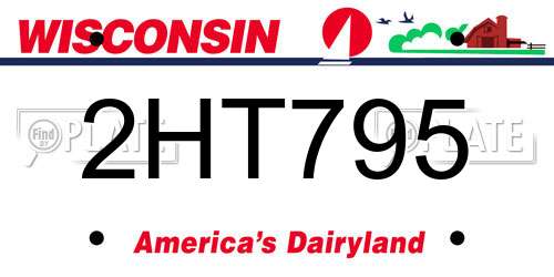 2HT795 Wisconsin License Plate