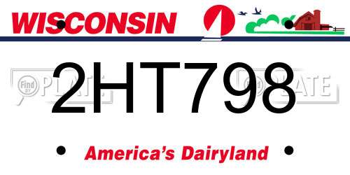 2HT798 Wisconsin License Plate