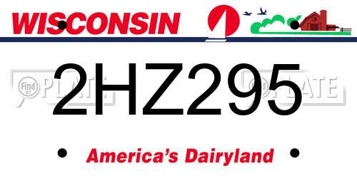 2HZ295 Wisconsin License Plate