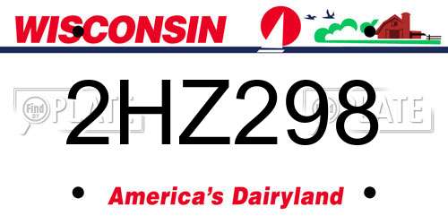 2HZ298 Wisconsin License Plate