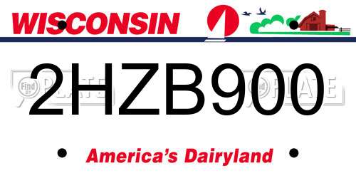 2HZB900 Wisconsin License Plate