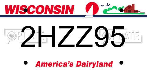 2HZZ95 Wisconsin License Plate