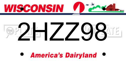 2HZZ98 Wisconsin License Plate