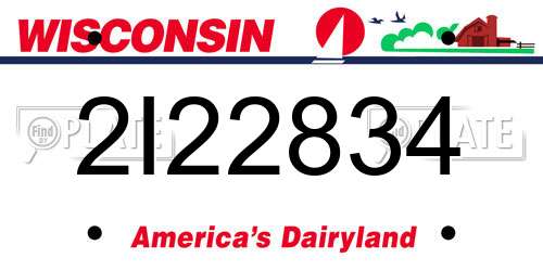 2I22834 Wisconsin License Plate