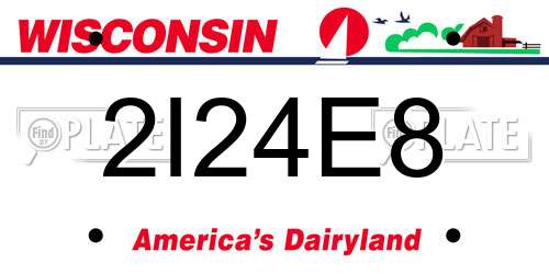 2I24E8 Wisconsin License Plate