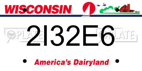 2I32E6 Wisconsin License Plate