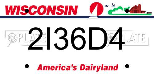 2I36D4 Wisconsin License Plate