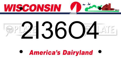 2I36O4 Wisconsin License Plate