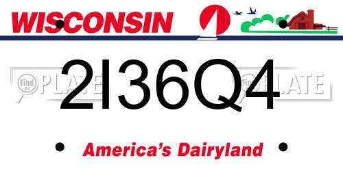 2I36Q4 Wisconsin License Plate