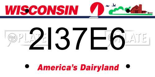 2I37E6 Wisconsin License Plate