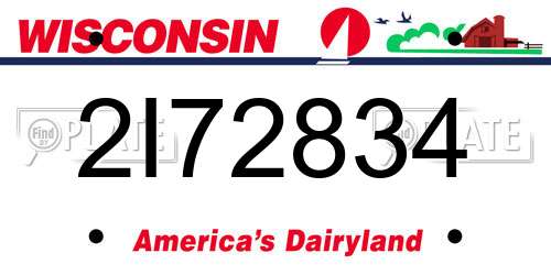 2I72834 Wisconsin License Plate