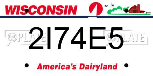 2I74E5 Wisconsin License Plate