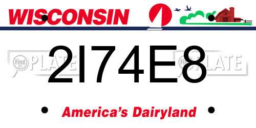 2I74E8 Wisconsin License Plate