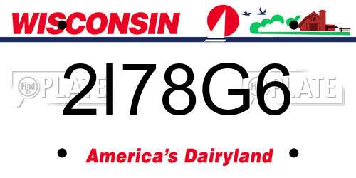 2I78G6 Wisconsin License Plate