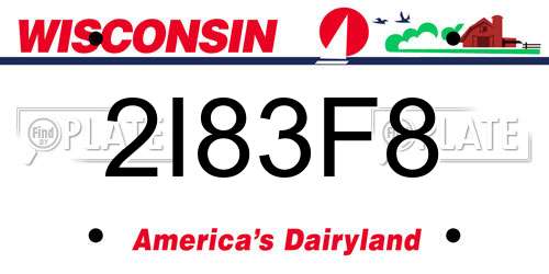 2I83F8 Wisconsin License Plate