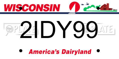 2IDY99 Wisconsin License Plate