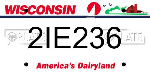 2IE236 Wisconsin License Plate