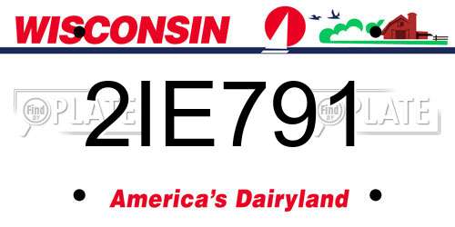 2IE791 Wisconsin License Plate