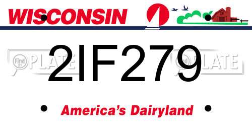 2IF279 Wisconsin License Plate