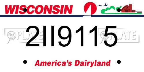 2II9115 Wisconsin License Plate