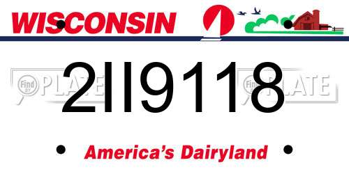2II9118 Wisconsin License Plate