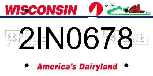 2IN0678 Wisconsin License Plate