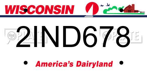 2IND678 Wisconsin License Plate