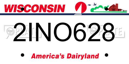 2INO628 Wisconsin License Plate
