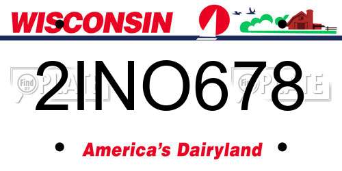 2INO678 Wisconsin License Plate