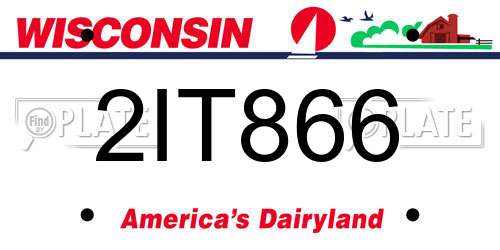 2IT866 Wisconsin License Plate